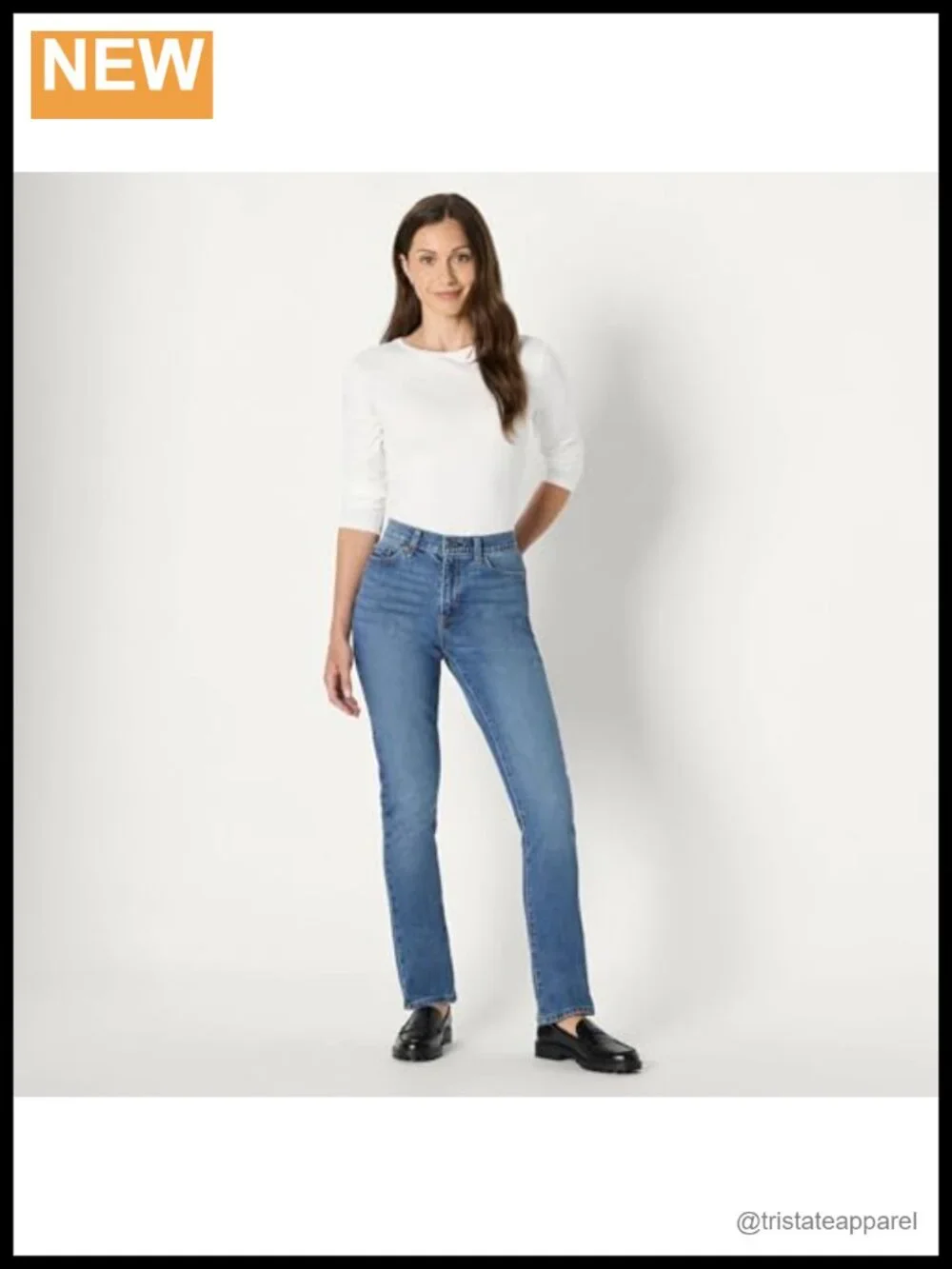Women's Slim-Fit Mid-Rise Straight Leg Jeans Medium Stretch